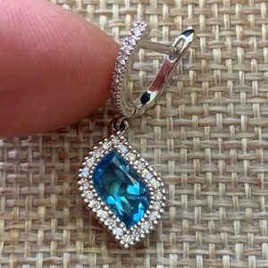 NWOT Genuine London Blue & Diamond Earrings